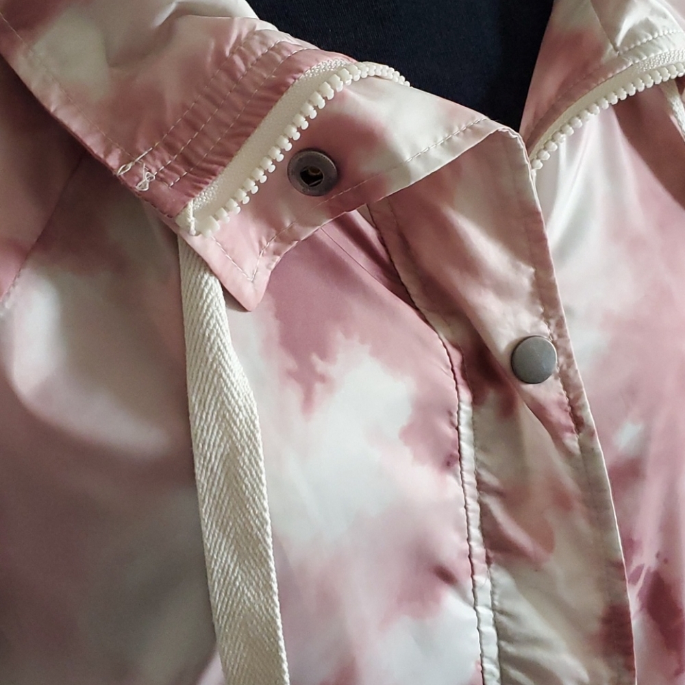 Maurices pink tie dye cinch waist windbreaker.